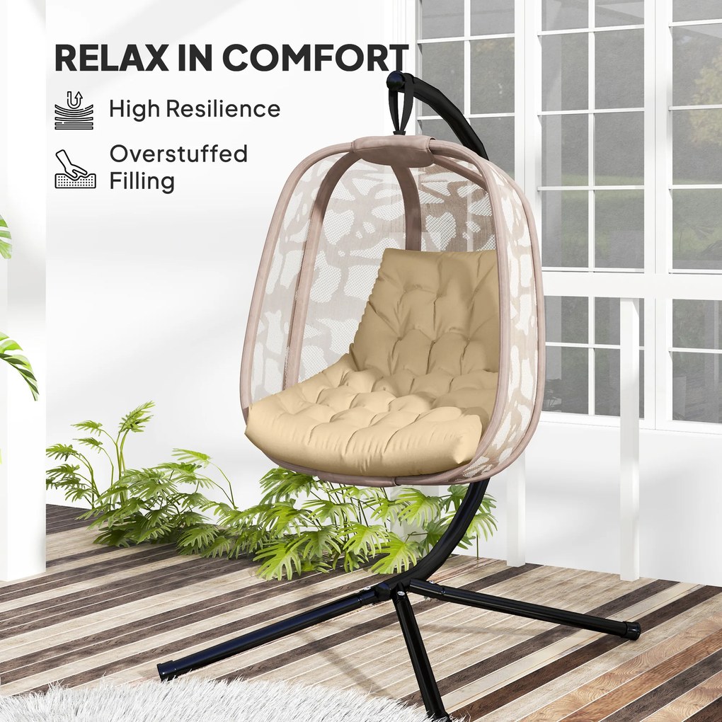 Outsunny Poduszka na Siedzenie, Zewnętrzna Poduszka do Kosza Wiszącego i Krzeseł Bujanych, Poduszka dla Mebli Ogrodowych, Beżowa