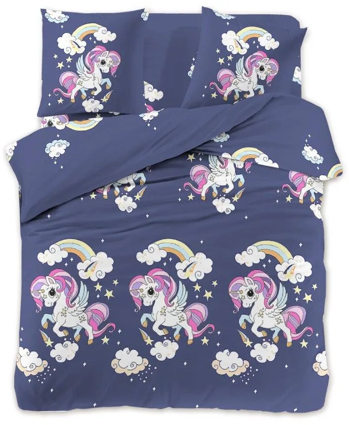 PrzytulneMieszkanie.pl PrzytulneMieszkanie.pl Pościel dziecięca z mikrofibry UNICORN niebieska Rozmiar pościeli: 70 x 80 cm | 140 x 200 cm