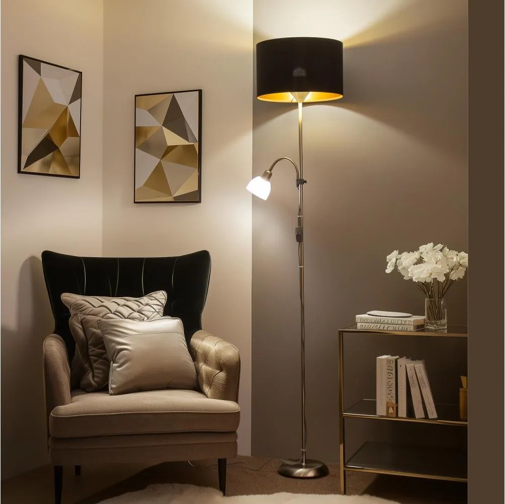 Brilagi - Lampa podłogowa CERIA 1xE27/100W/230V + 1xE14/25W matowy chrom/czarny