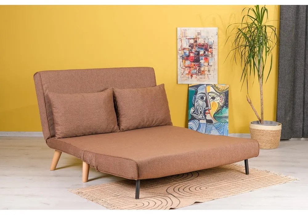 Brązowa rozkładana sofa 120 cm Folde – Artie