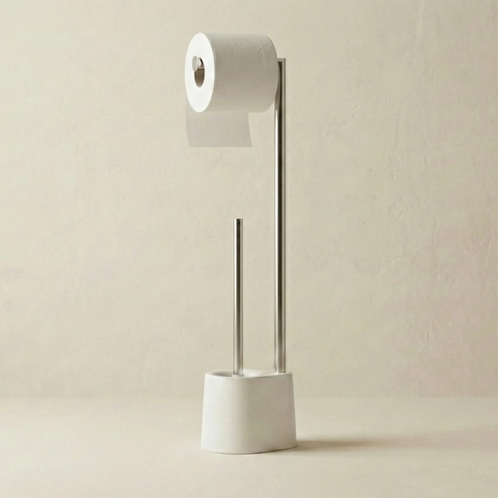 Stojak na papier toaletowy i szczotkę do WC STILK, 63 cm