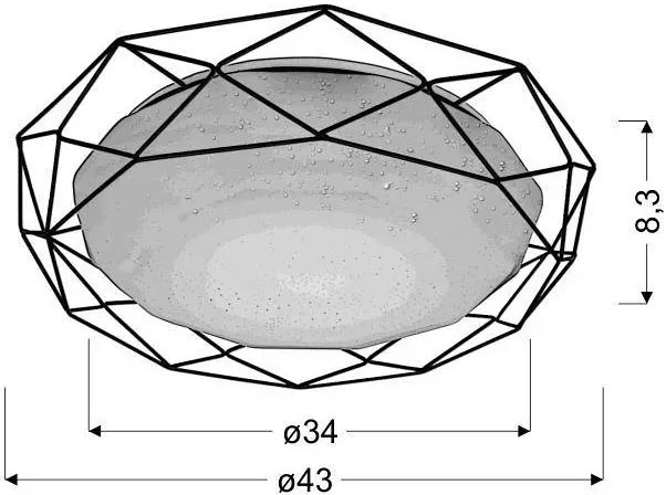Plafon do nowoczesnej sypialni z metalowym pierścieniem chrom - 3X K069 H8-Z37