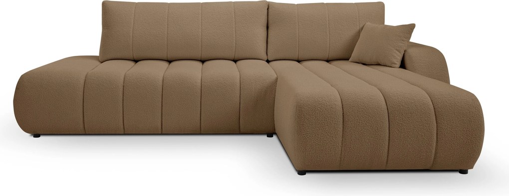 Masseno Narożnik GIOIA z funkcją spania i pojemnikiem na pościel Narozniki L, Rozkładana sofa - Brązowy, LAMBI 4