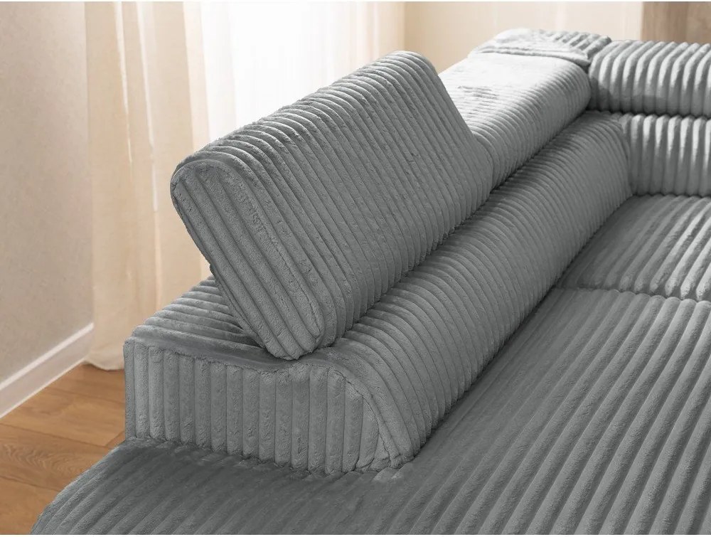 Szary sztruksowy narożnik (lewostronny/w kształcie litery L) Marbeya – Ropez