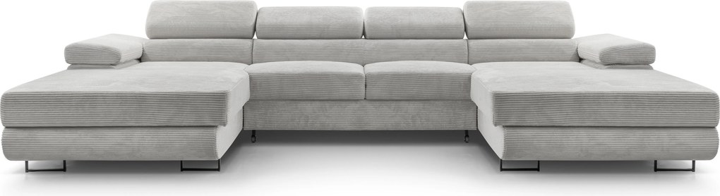 Masseno Narożnik GIULIO z funkcją spania i pojemnikiem na pościel Narozniki U, Rozkładana sofa - Szary, POSO 55