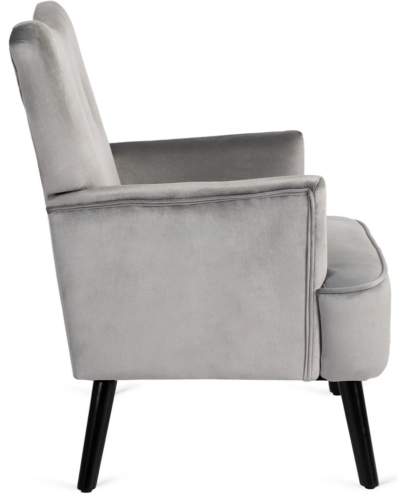 Fotel Uszak Wypoczynkowy BUNNY Szary Welurowy Nowoczesny Loft