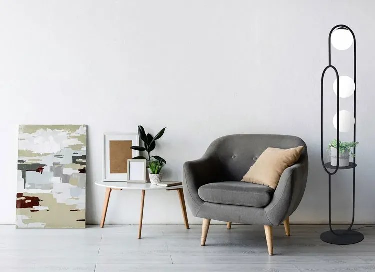 Nowoczesna lampa stojąca z półką - S824 K6-B46