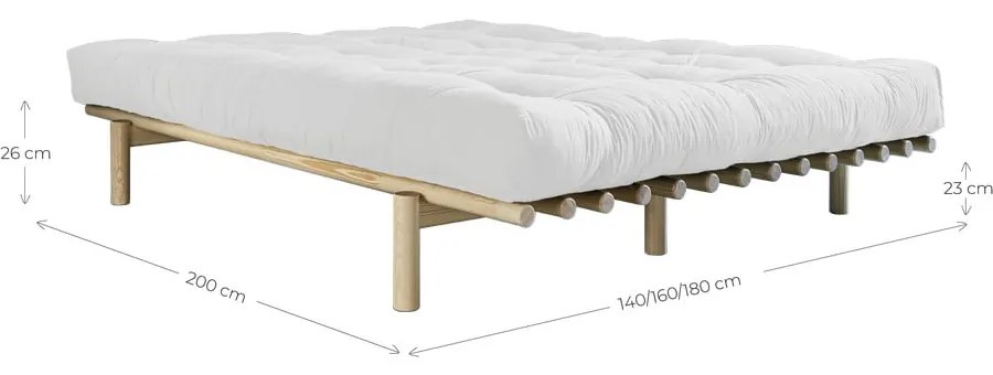 Łóżko dwuosobowe z drewna sosnowego ze stelażem 140x200 cm Pace – Karup Design