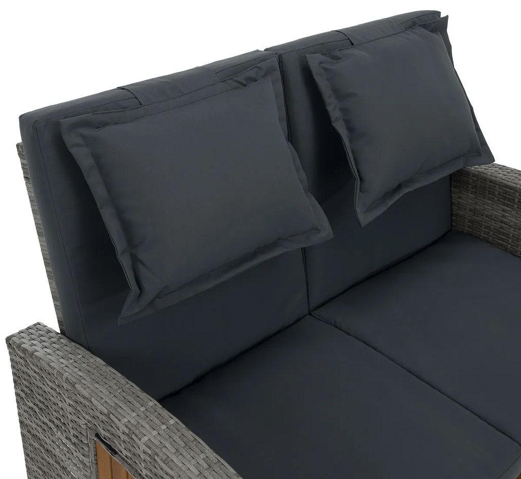 Sofa ogrodowa rattanowa MALORY, szary/naturalny