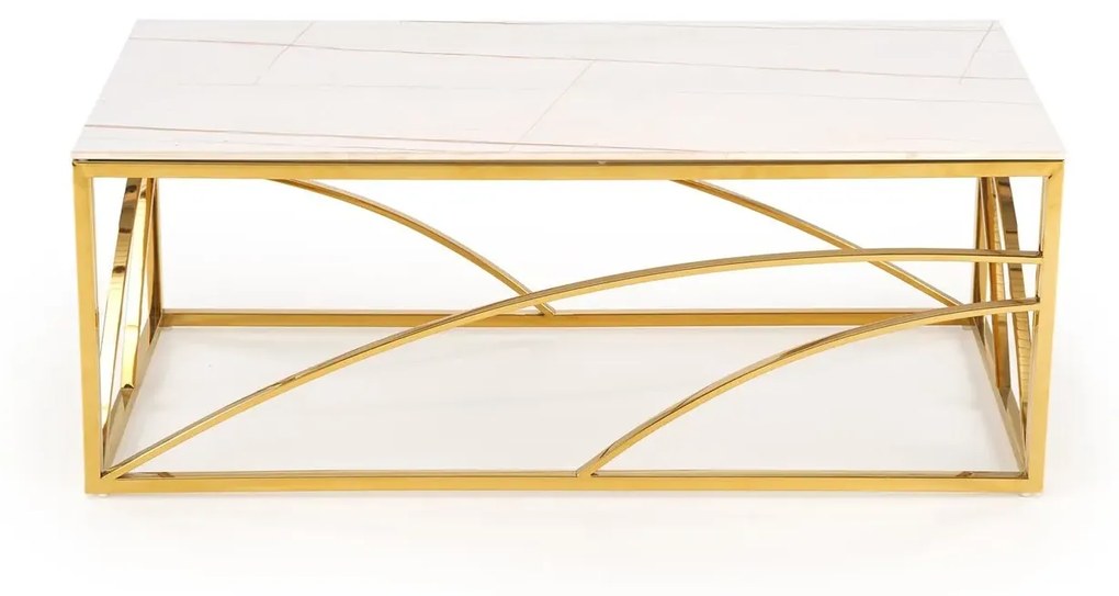 Ława UNIVERSE 3 120x60 biały marmur/złota HALMAR