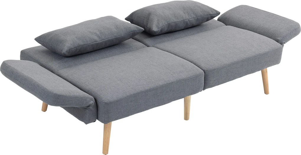 HOMCOM Rozkładana sofa 3-osobowa z regulowanym oparciem podwójne łóżko dla gości do 240 kg szara | Aosom PL