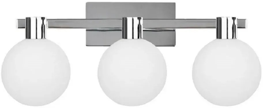 Chromowany kinkiet na listwie trzy szklane kule - V116 E2-F12