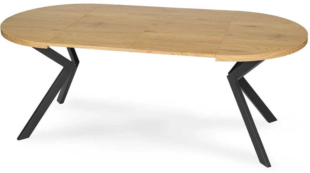 Stół Okrągły Rozkładany LUKAS 100-250 cm Dąb Złoty Nowoczesny Loft