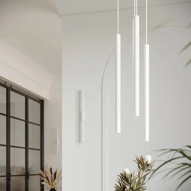 Biały minimalistyczny kinkiet tuba - 3X A383 F6-C38