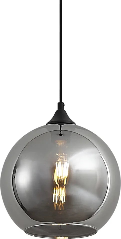 Lampa wisząca Art Deco czarna z przydymionym szkłem - Wallace