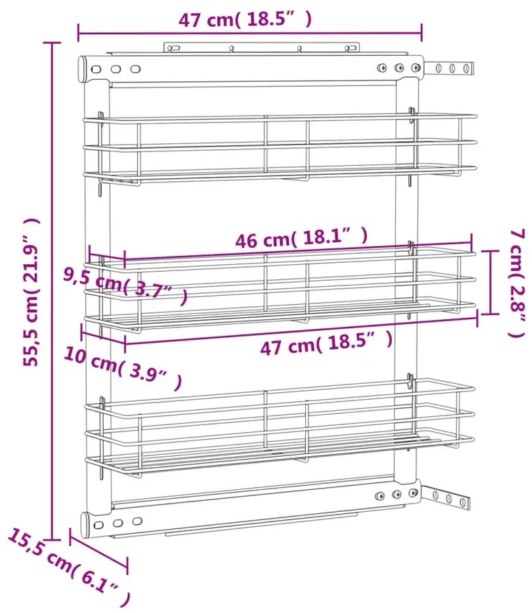 Srebrny 3-poziomowy kosz typu cargo - Flefis