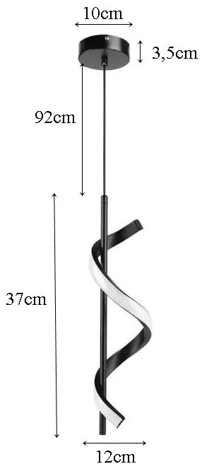 Lampa spiralna LED wisząca sufitowa AT49-1SL-Black