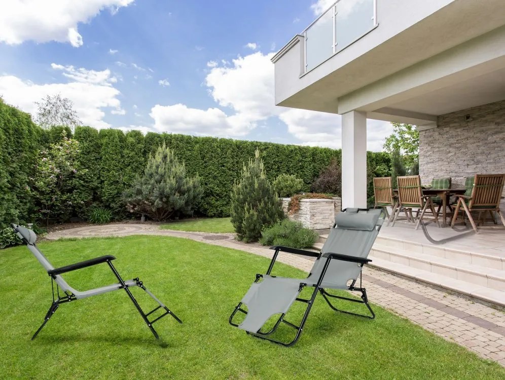 Regulowany leżak ogrodowy składany Tenero 010, szary