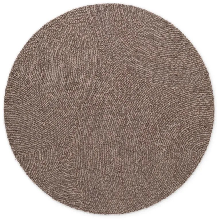 Szarobrązowy wełniany okrągły dywan tkany ręcznie ø 120 cm Eleni Taupe – Hanse Home