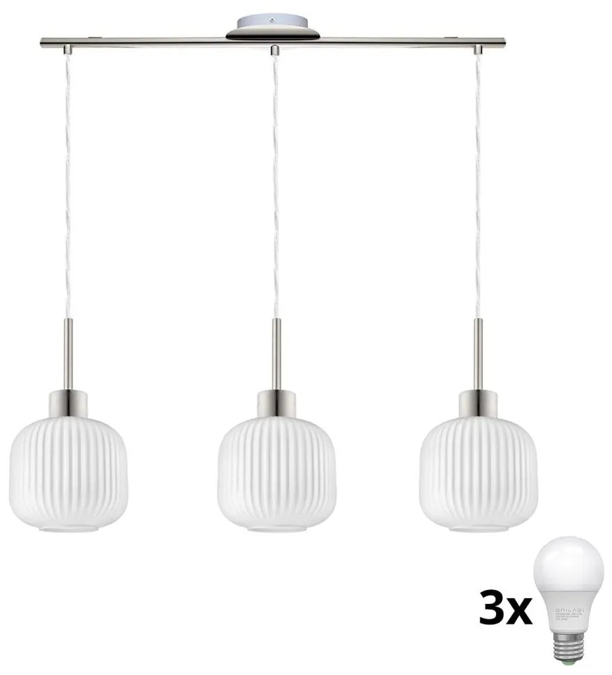 LED lampa wisząca na lince HARMA 3xE27/60W/230V matowy chrom/biały