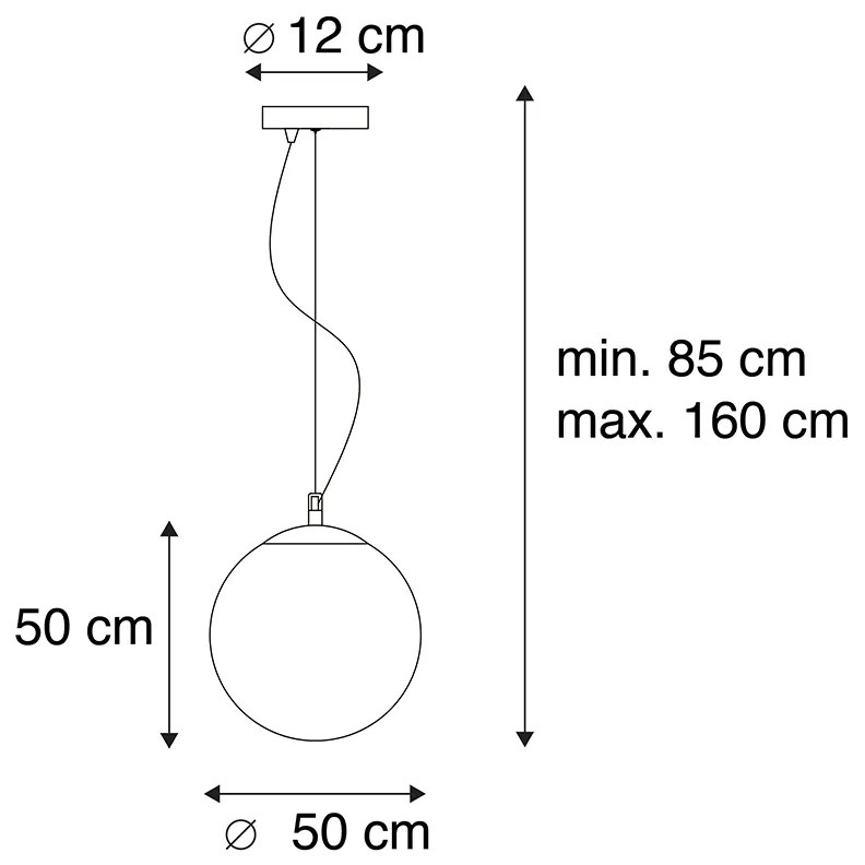 Inteligentna Lampa Wisząca w Stylu Skandynawskim Szkło Opalowe 50 cm z Żarówką WiFi A60- Ball 50Skandynawski Oswietlenie wewnetrzne