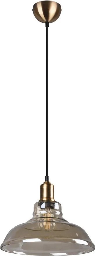 Metalowa lampa wisząca w kolorze mosiądzu ze szklanym kloszem ø 28 cm Aldo – Reality