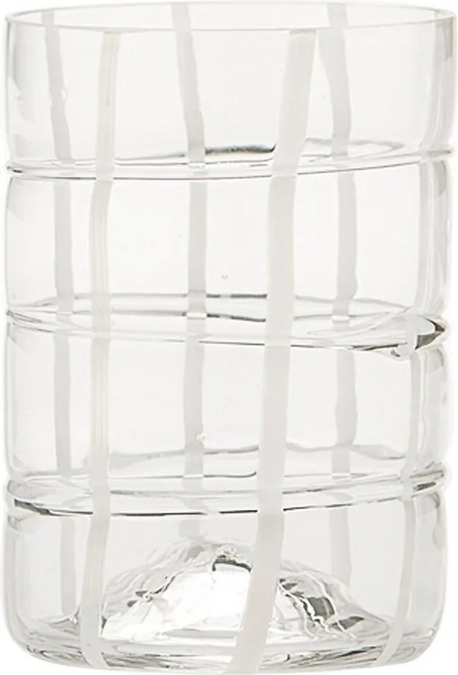 Zafferano Twiddle - zestaw 6 przezroczystych szklanek dmuchanych, 35 cl - ręcznie robione szklanki z białym zdobieniem, można myć w zmywarce