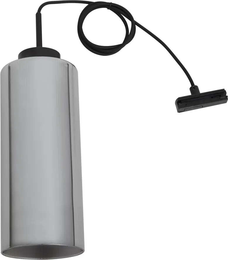 Lampa wisząca Art Deco czarna z przydymionym szkłem do systemu szynowego 1-fazowego - Iconic Laura