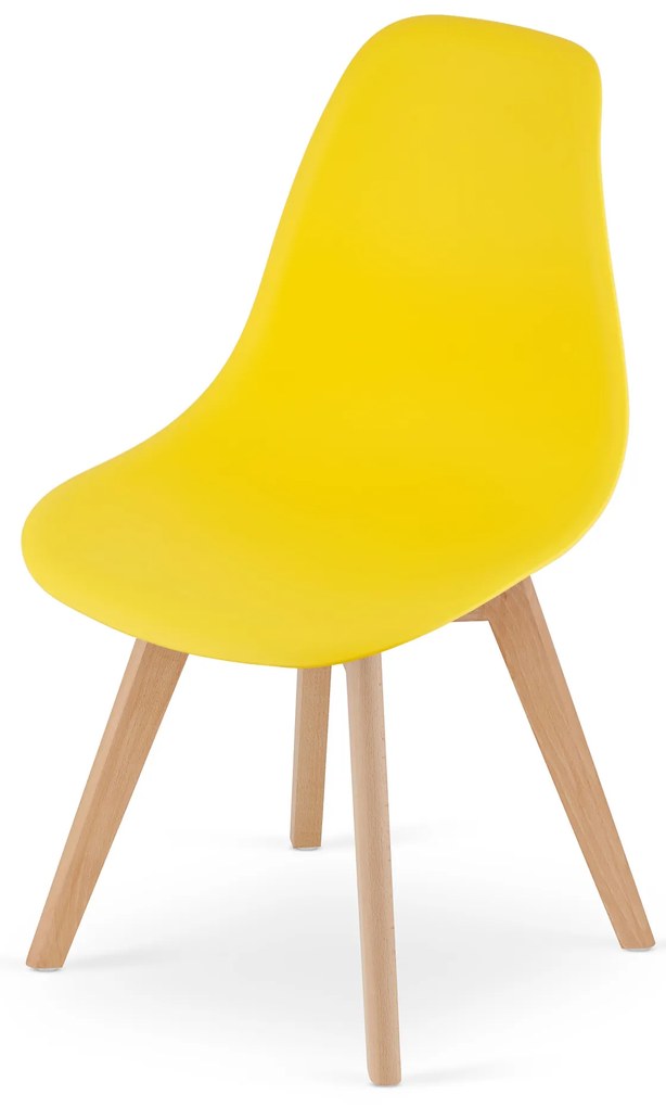 Żółte krzesło KITO z bukowymi nogami