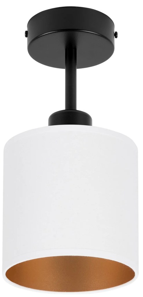 Lampa sufitowa czarna jednopunktowy spot z białym abażurem C-1010SC-WE