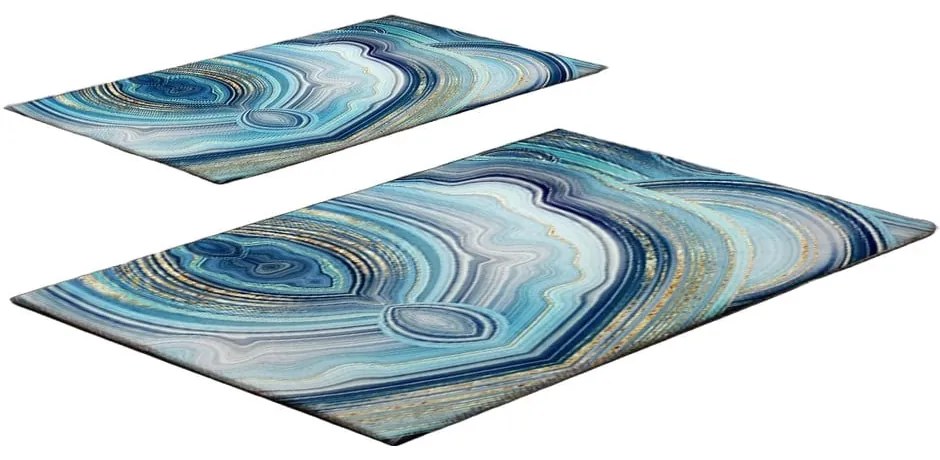 Niebieskie dywaniki łazienkowe zestaw 2 szt. 60x100 cm – Foutastic
