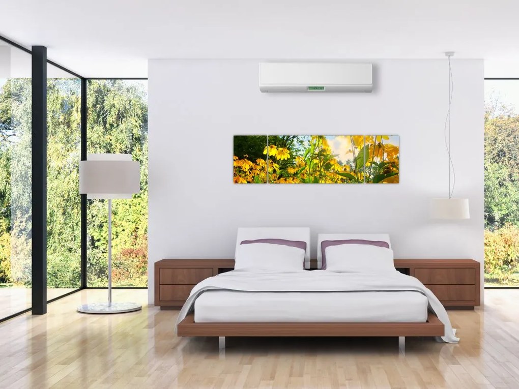 Obraz żółtych kwiatów (170x50 cm)