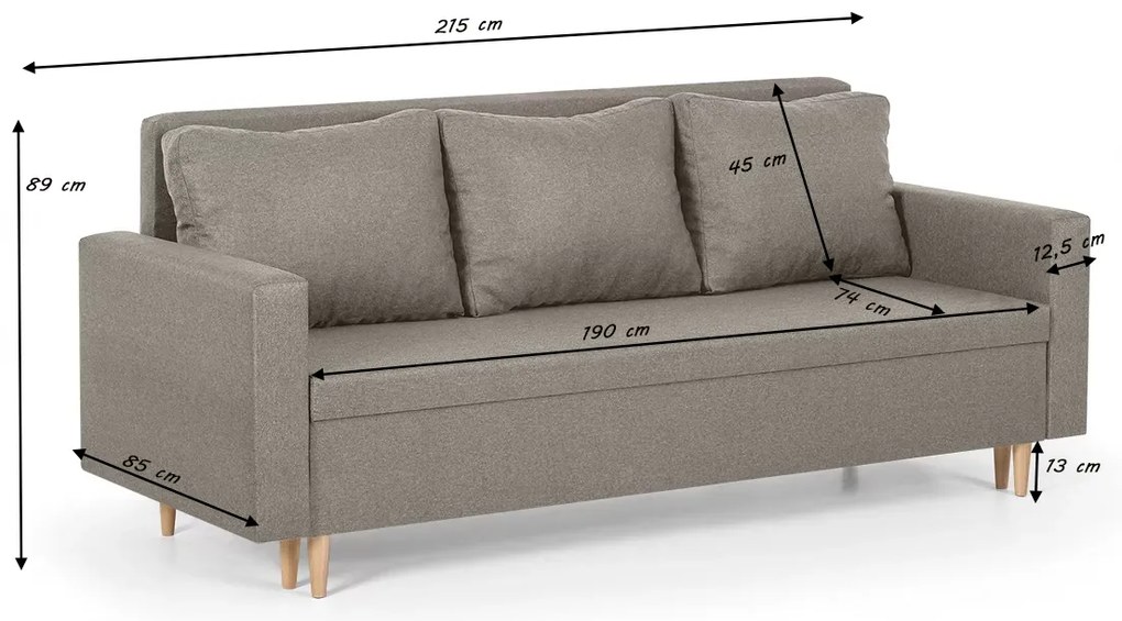 Kanapa sofa 3 osobowa z funkcją spania KEN Granatowy