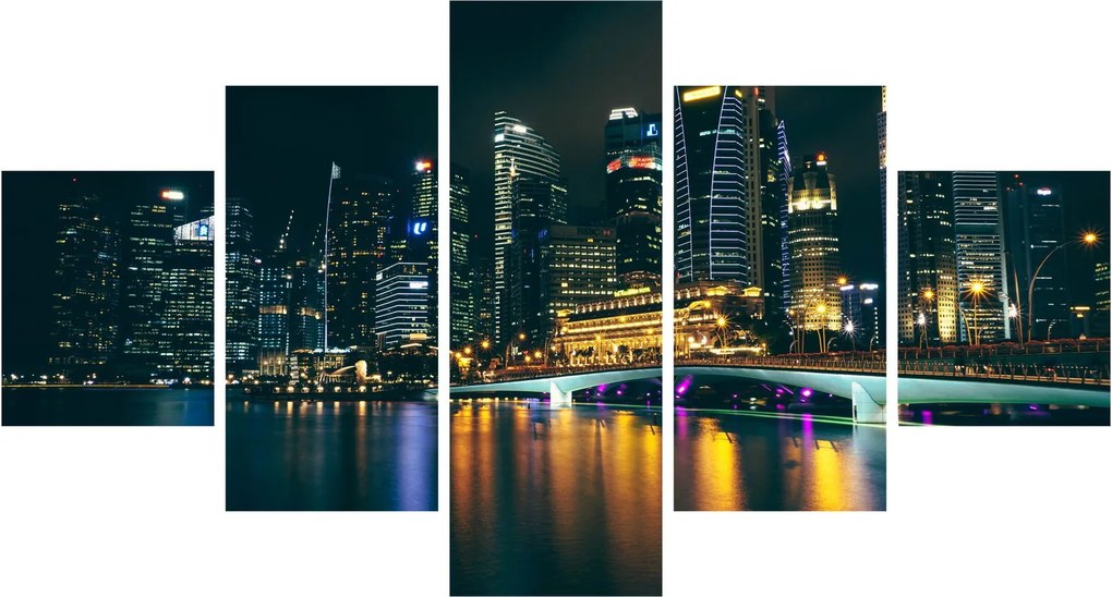 Obraz Singapuru nocą (125x70 cm)