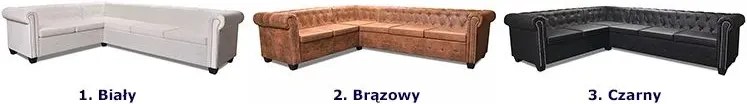 6-osobowy czarny narożnik w stylu Chesterfield - Xavier 6Q