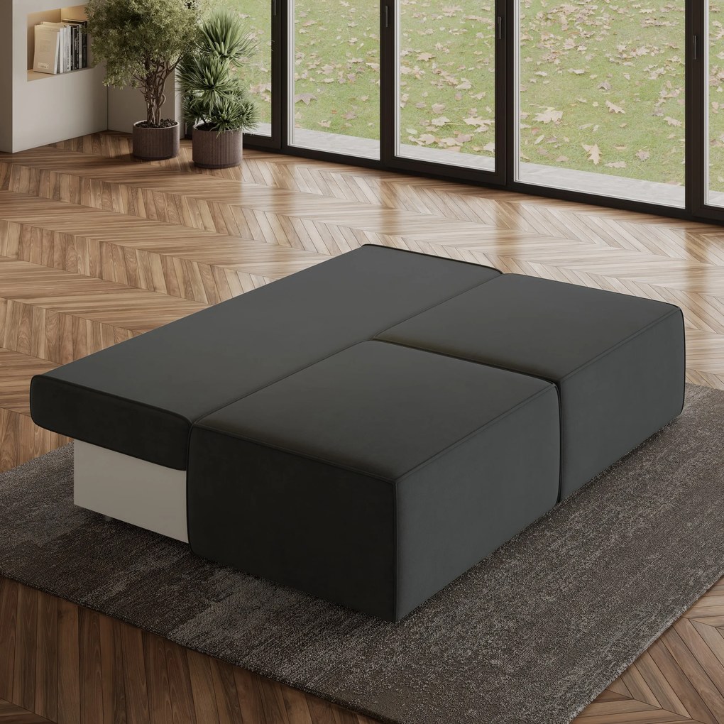 Masseno Narożnik VARNA z funkcją spania i pojemnikiem na pościel Narozniki L, Rozkładana sofa - Czarny, MONOLITH 95