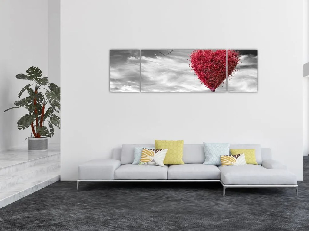 Obraz - serce z koroną drzewa (170x50 cm)