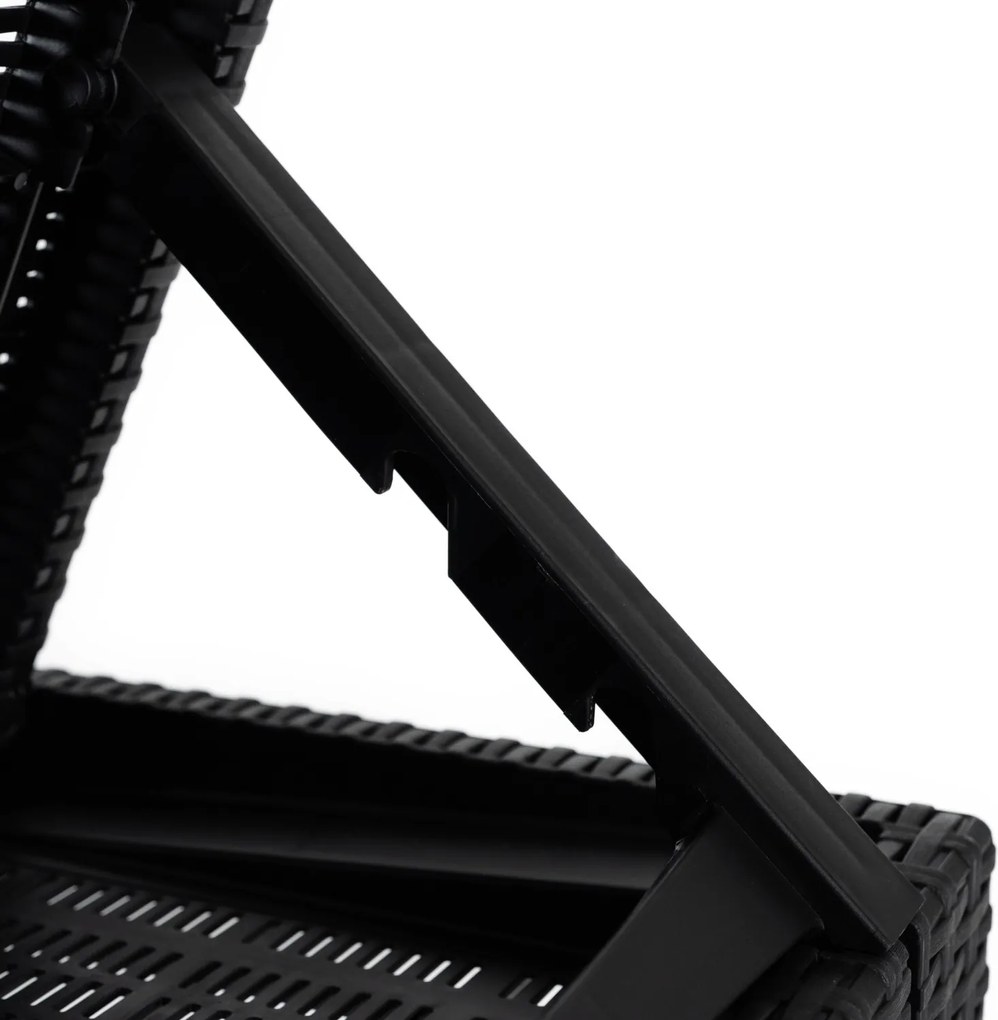 Leżak ogrodowy, składany Montero - regulowane oparcie, czarny