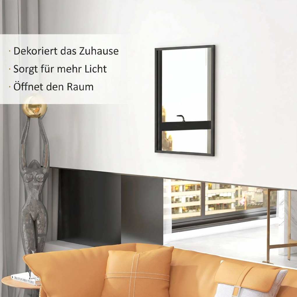 HOMCOM Lustro ścienne, 60 x 80 cm, dekoracyjne lustro wiszące, łatwy montaż, w zestawie śruby | Aosom PL