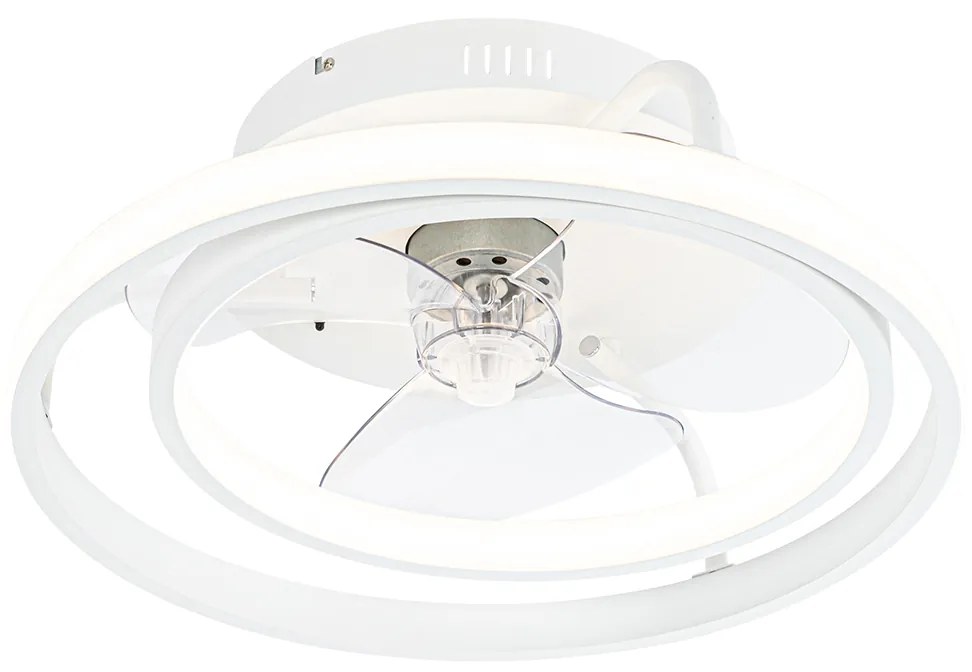 Biały Wentylator sufitowy z lampą 46,5 cm z LED i pilotem - KeesDesignerski Oswietlenie wewnetrzne