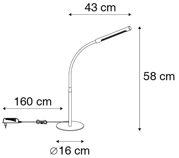 Designerska lampa stołowa czarna z wbudowanym LED i ściemniaczem dotykowym - PalkaDesignerski Oswietlenie wewnetrzne