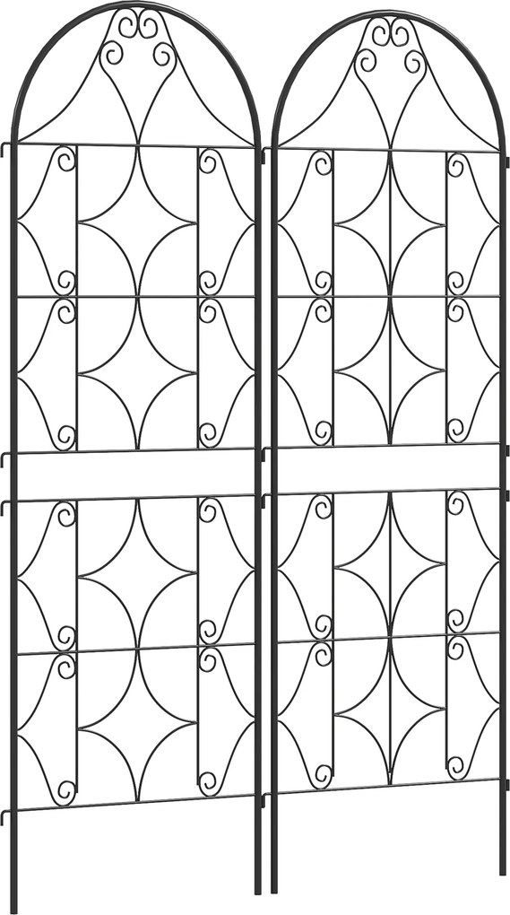 Outsunny Pergola Metalowa 2 szt. Wkopywana, Antykorozyjne Wsparcie dla Roślin Pnących 50x150 cm, Czarna