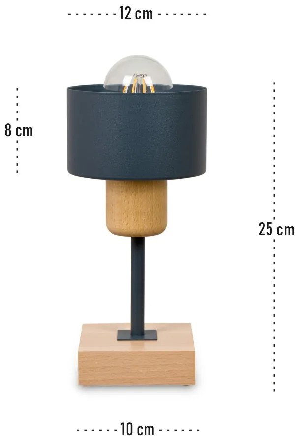 Lampka nocna stołowa DTI-AN10x10BU buk antracytowa 1xE27