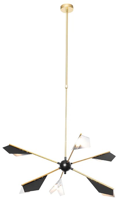 Designerska lampa wisząca czarna i złota 6-światłowa - SinemDesignerski Oswietlenie wewnetrzne
