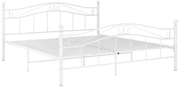 Białe metalowe łóżko z zagłówkiem 160x200 cm - Iroz