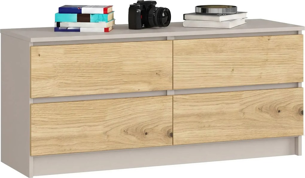 Komoda z 4 szufladami dąb artisan + kaszmir W6-H93