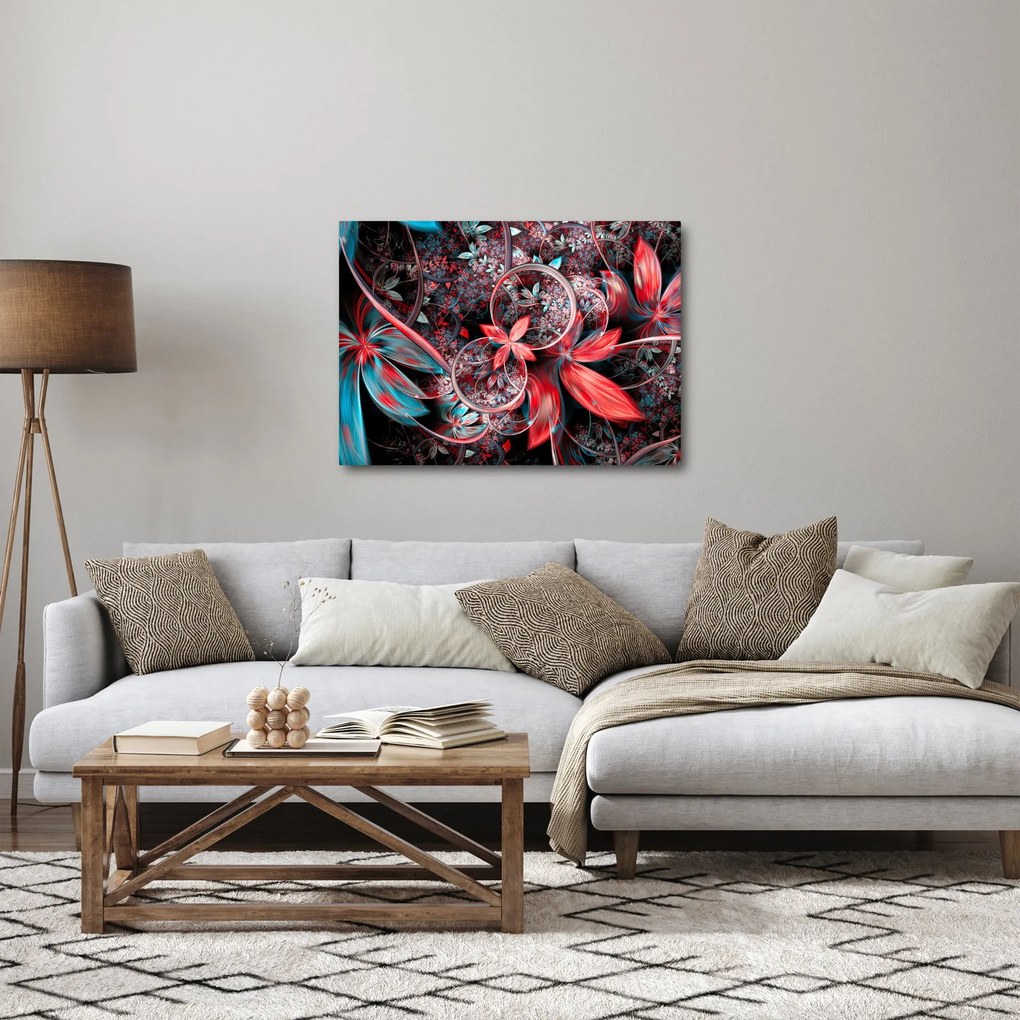 Abstrakcyjny obraz egzotycznych kwiatów (70x50 cm)