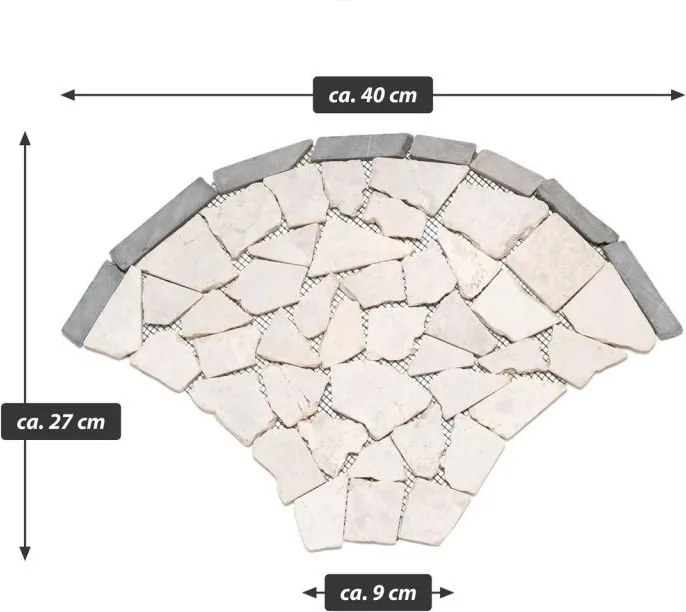 Mozaika z naturalnego kamienia, wachlarz, beż 0,98 m².