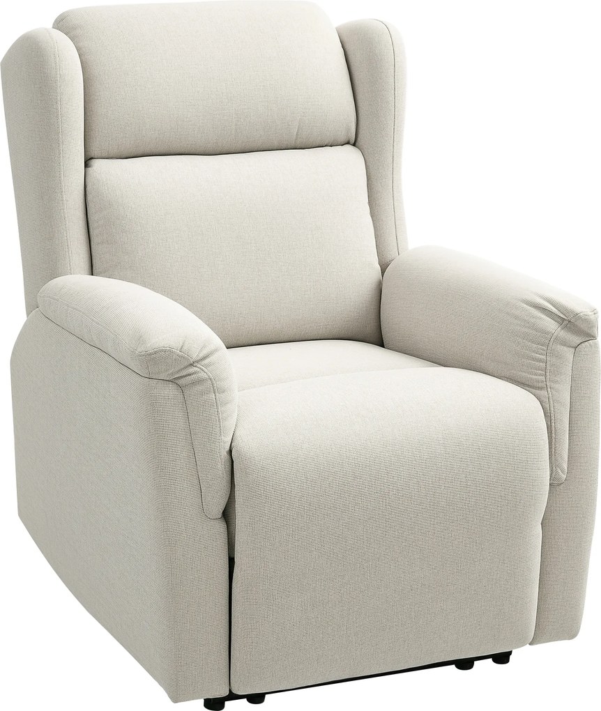 Fotel Relaksacyjny HOMCOM, Regulowany, z Podnóżkiem, 160° Odchylanie, Wygląd Lniany, Szybki Montaż, Kolor Beżowy