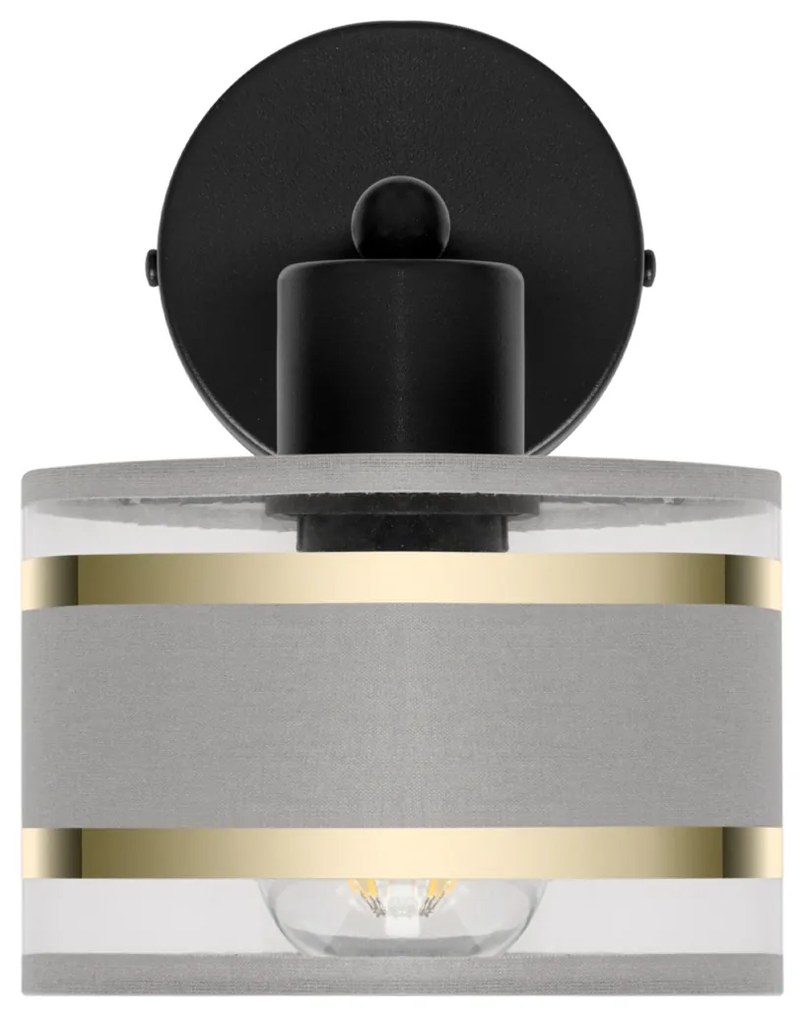 Czarny kinkiet LED z szarym abażurem WD-TI-1010SC-GR jednopunktowy ind